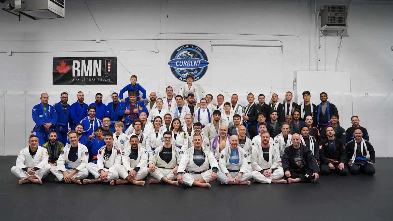 Full academy group photo at Current Jiu Jitsu